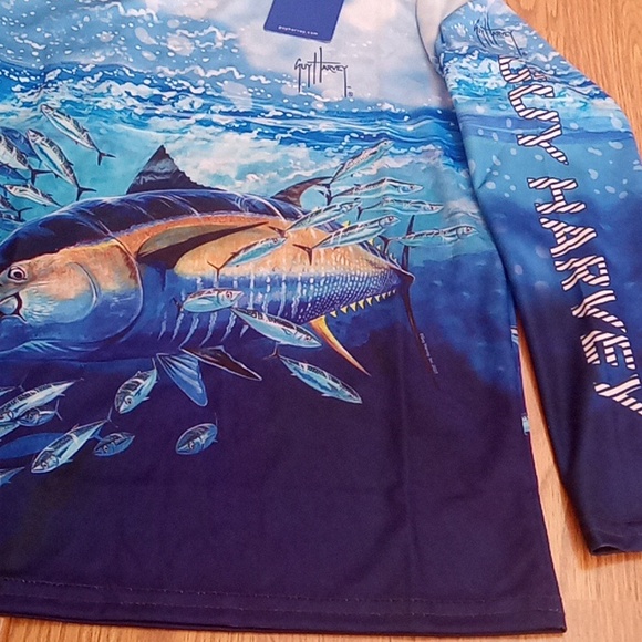 NFS. Guy Harvey boys shirt, rash guard in blue. sz M, XL, XXL - Picture 3 of 8
